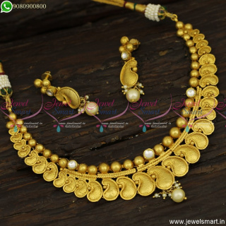 Subtle Finish Jadau Kundan One Gram Gold Necklace Set Fabulous Imitation Jewellery NL23808