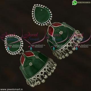 Jaipur Jhumkas Meenakari Fashion Earrings Oxidised Jewellery Silver Plated J22121