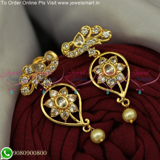 Jet Flight Like Flat Peacock Ear Studs Daily Wear Gold Covering ER25105