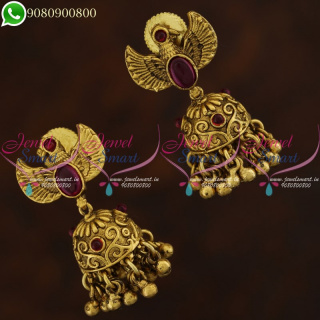 Jhumka Earrings Antique Jewellery Latest Peacock Collections Online J21203