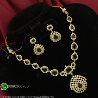 Film Star Jyotikaa Inspired Designer Necklace Set – Gold Plated CZ Teardrop Pattern Jewellery NL27408