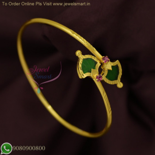 Kerala Style Palakka Bracelet Thin String Gold Plated – Traditional South Indian Jewellery B26780