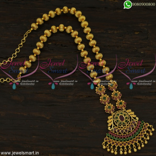 Magnificent Kharbuja Beads Gold Necklace Design Light Weight Fashion Jewellery