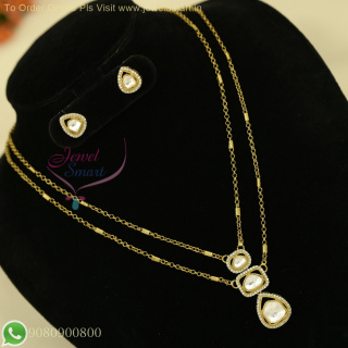Layered Chain Necklace with Moissanite Stones | Antique Gold Trending Jewelry Designs NL26817