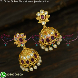 Light Weight Gold Jhumka Earrings Designs Under 10 Grams J25120