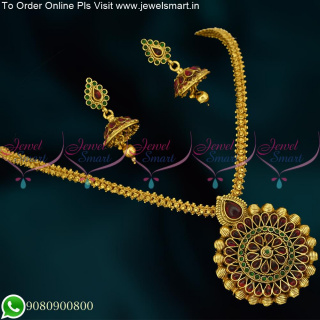 Antique Chain Pendant Jhumka Earrings Ghajiri Design Kemp Stones Jewellery PS20313