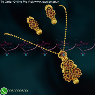 Kalasam Design Stone Dollar Chain Designs Kharbuja Beads Jewellery Set PS22931