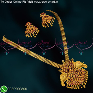 Bahubali Movie Style Dollar Chain Designs For Ladies Matte Look Ruby Emerald