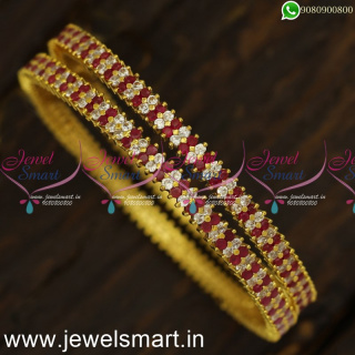 Majestic Diamond Bangles Design Set of 2 Traditional Gajulu Gold Plated Online B24024