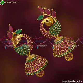 Mayil Jhumka Earrings Uncommon Jimikki Kammal Marquise Stones Jewellery J20053