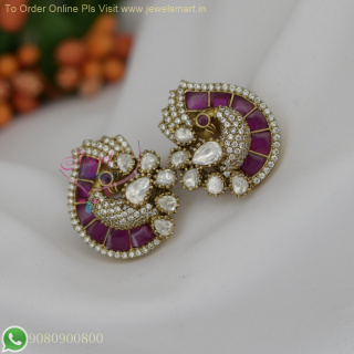 Moissinite Stones Peacock Ear Studs – Premium Victorian Look Jewellery ER26935