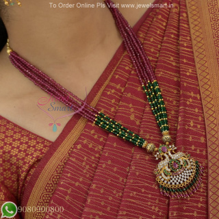 Multi Strand Beaded Crystal Necklace with Peacock Pendant NL27150