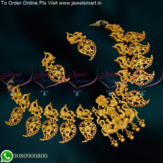 Beautiful Gold Necklace Design Casting Temple Jewellery Matte Look NL22243