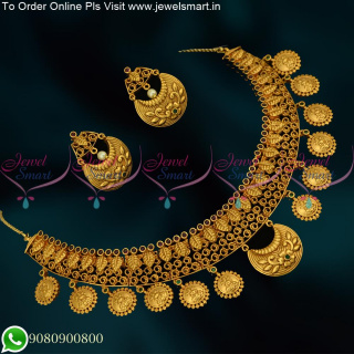 NL12029 Temple Jewellery Necklace Antique Reddish Matte Gold Latest Imitation Necklace