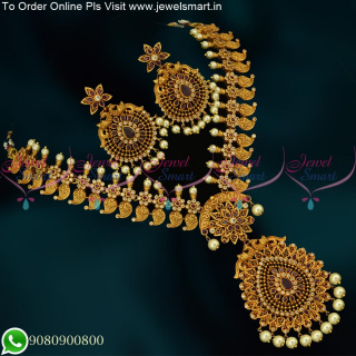 Familiar Bridal Gold Necklace Designs Manga Malai Matte Finish Jewellery Online NL12376A
