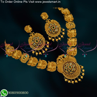 NL19240 Peacock Design Kemp Jewellery Matte Look Nakshi Work Necklace Set