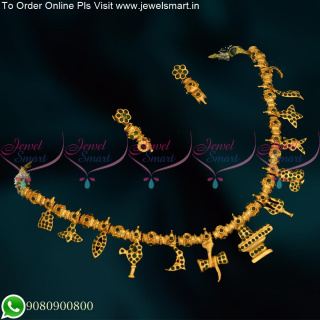 Temple Jewellery Lord Shivalingam Matte Look Necklace Set Gold Designs Online