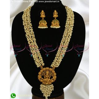 Pearl Imitation Jewellery Temple Collections Beautiful Long Necklace For Wedding NL21778