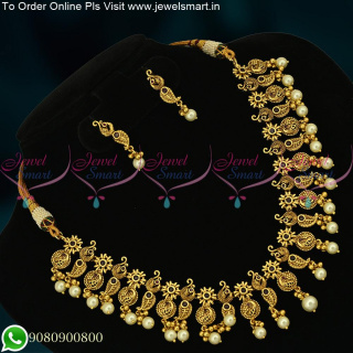 Crunchy Fashion Necklace Set Antique Gold Plated Jewellery Small Ear Studs NL22665