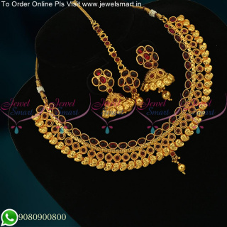 Beautiful Manga Malai Necklace Set Wholesale Prices Online With Jhumka and Maang Tikka NL23142