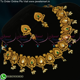 Delightful Peacock Spreading Feathers Soft Gold Necklace Designs For Marriage NL24065