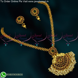 Handmade Gajri Chain Pearl Cluster Pendant Antique Gold Artificial Jewellery PS25352