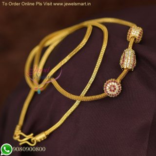 One Gram Gold Chains with Stone Ball Mugappu - Trending Diamond Look Jewelry C26541