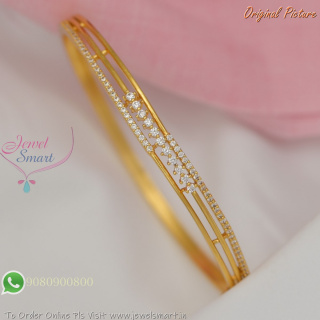 Openable Gold Plated CZ Stone Bracelet with Modern Geometric Design for Women B29321