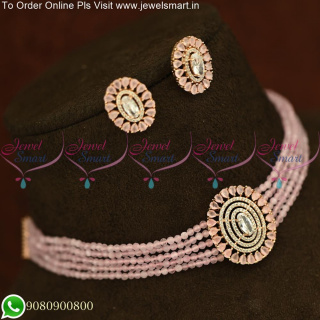 Oval Locket 5 Strand Cystal Choker Designs Set Attractive Colours NL25592