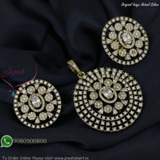 Oxidised Silver CZ Pendant Set with Sparkling Stones – Grand Circular Design PS27456
