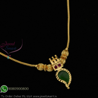 Palakka Short Chain Pendant | Kerala Style Gold Plated Daily Wear Necklace | Traditional Lightweight Jewellery