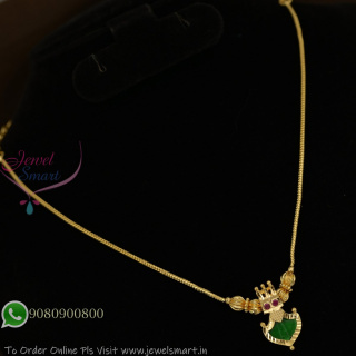 Palakka Short Chain Pendant | Kerala Style Gold Plated Daily Wear Necklace | Traditional Lightweight Jewellery NL29348