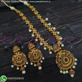 Peacock Design Floral Chain Simple Antique Gold Necklace Designs NL25137