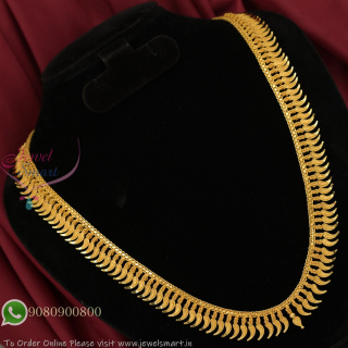 Gold Plated Plain Mango Design Traditional Long Necklace for Women NL27378