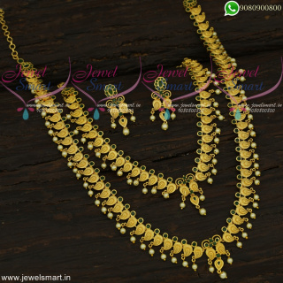 Pleasing Looks Long Necklace Combo Set Mini Bridal Jewellery Gold Plated Online