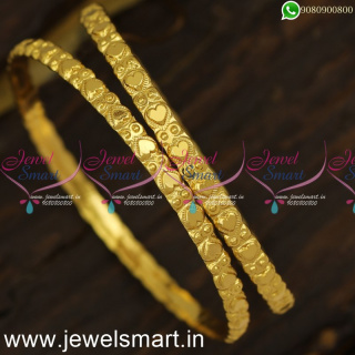 Projected Dots and Hearts Gold Bangles Design Gifting Ideas For Love B24025