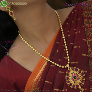 Traditional Pusalu Necklace with Original Kemp Stones – Gold Dollar Chain Designs Online PS23920N