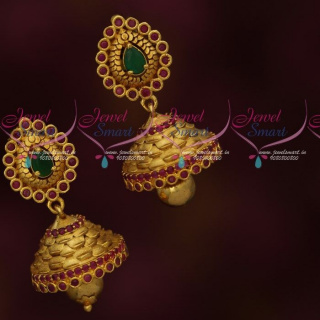 Ravishing Jhumka Earrings Gold Kammal Antique Jewellery New Fashion J18207A