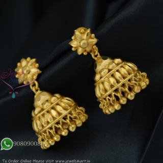 Forming Gold Jhumka Earrings – Real Gold Look, Lightweight, Screw Back, 35mm Height J27370