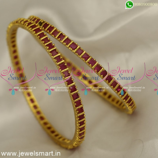 Regular Wear Gold Bangles Design Square Colour Stones Micron Plated B24702