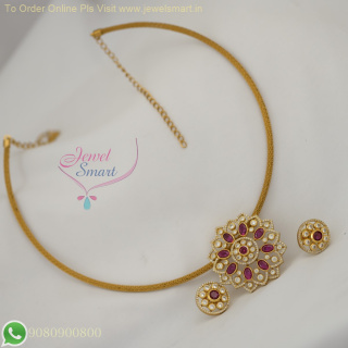Rope Chain Antique Gold Plated Necklace with CZ Colorful Pendants – Lightweight and Delicate Fashion Jewelry NL26928