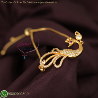 Elegant Rose Gold Plated Adjustable Bracelet for Women - Real Look Delicate Peacock Design B26702