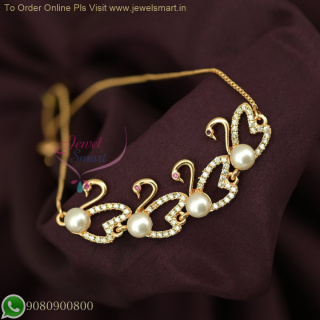 Peacock Inspired Rose Gold Plated Adjustable Bracelet for Women - Delicate Design B26705