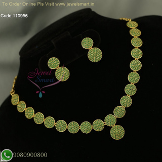 Traditional Round Stone Necklace Set - Beautiful Multi-Color Options with Screw Lock Earrings NL26876