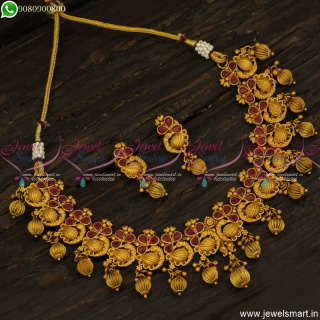 Ruby Stones Antique Fashion Jewellery Kharbuja Beads Necklace Set Online