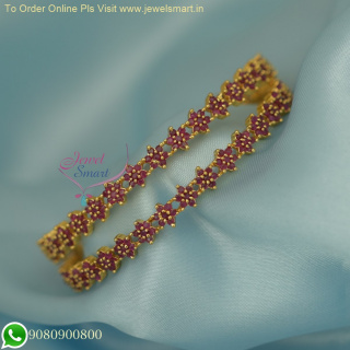 Exquisite Ruby Stones Star Bangles | Antique Gold Jewelry Designs B26179