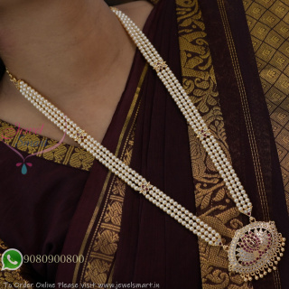 Shell Pearl Long Necklace with Impon Panchaloha Pendant – Traditional Design Jewellery for Women NL27405