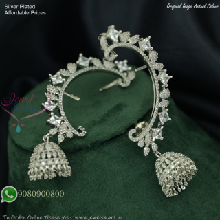 Bluetooth Silver Plated Sparkling Jhumka Earrings – Diamond Look CZ Design J27484