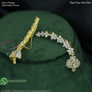 Silver Plated Floral Bluetooth Style CZ Jhumka Earrings – Diamond Look Designer Jewellery J27486