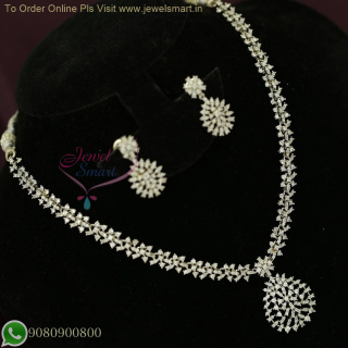 Silver Plated White Stones CZ Necklace Set – Diamond Look Affordable Jewellery NL26783